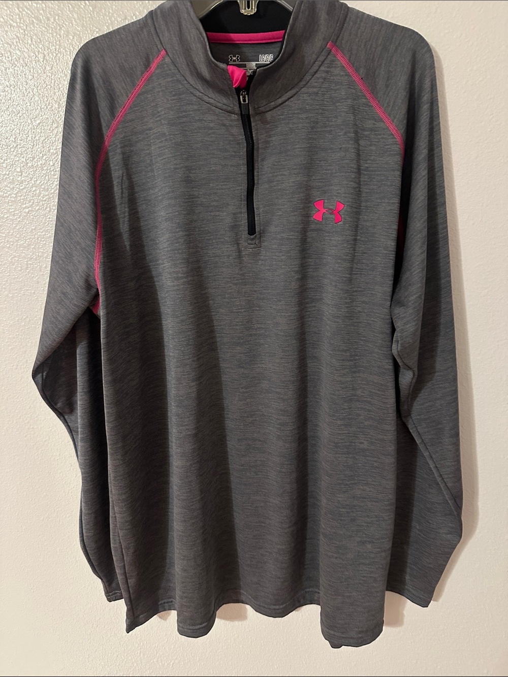 Under Armour Gray Quarter-Zip Pullover with Pink Logo